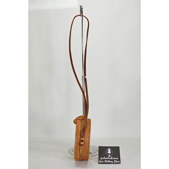 Bali Women’s Beige Straw Rattan Jute Round Boho Shape Handbag Small 2028 - Picture 7 of 13